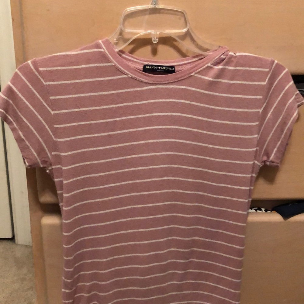 Brandy melville dusty rose striped tee